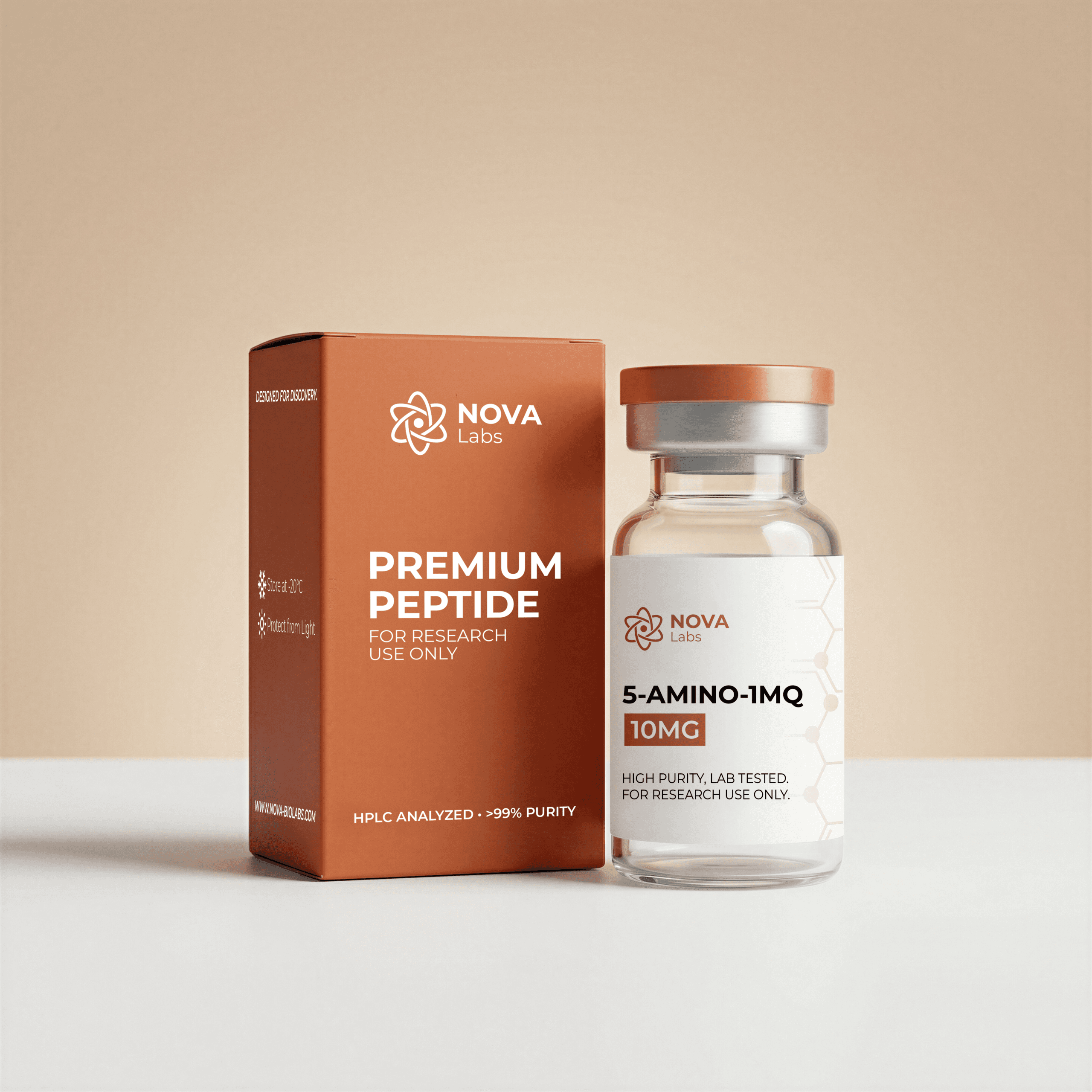 5-Amino-1MQ 10MG vial and box - NOVA Labs
