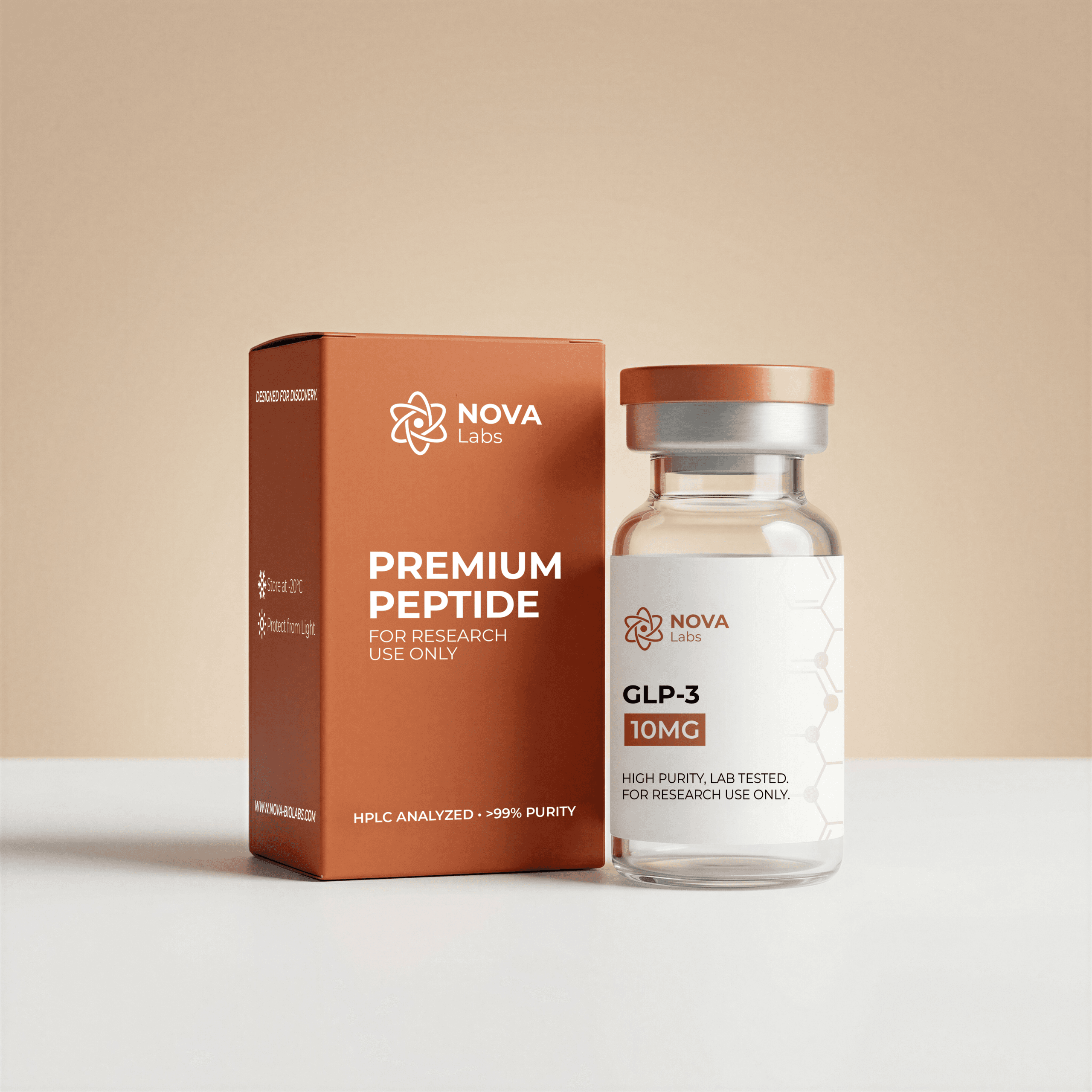 GLP-3 (RT) 10MG vial and box - NOVA Labs