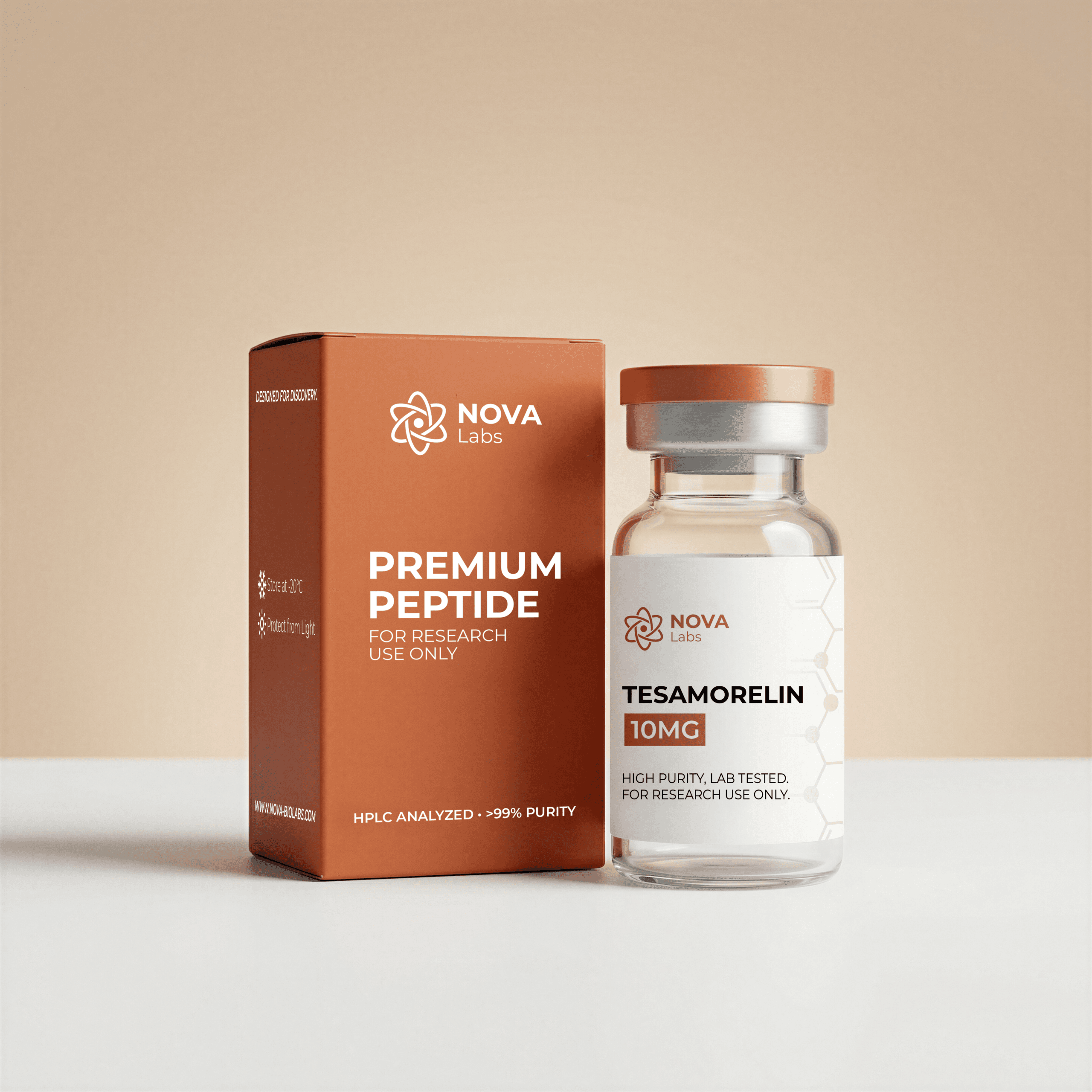 Tesamorelin 10MG vial and box - NOVA Labs
