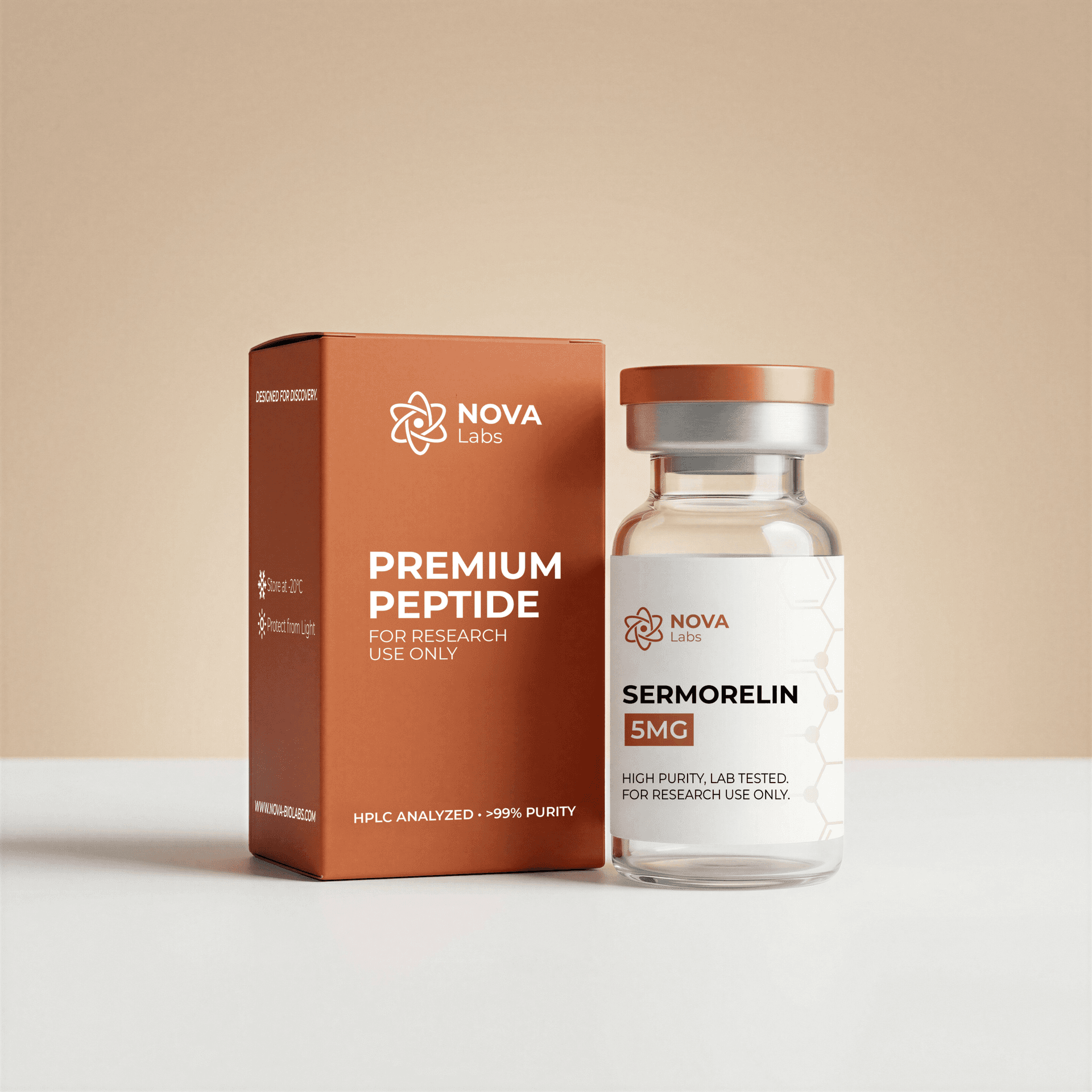 Sermorelin 5MG vial and box - NOVA Labs